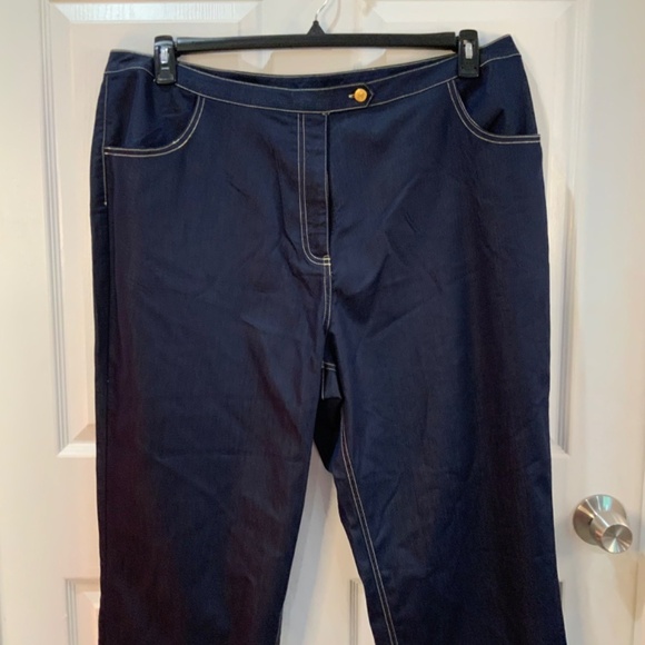 BOB MACKIE WEARABLE ART DENIM WIDE LEG BLUE PANTS PLUS SIZE 2X - Picture 2 of 7